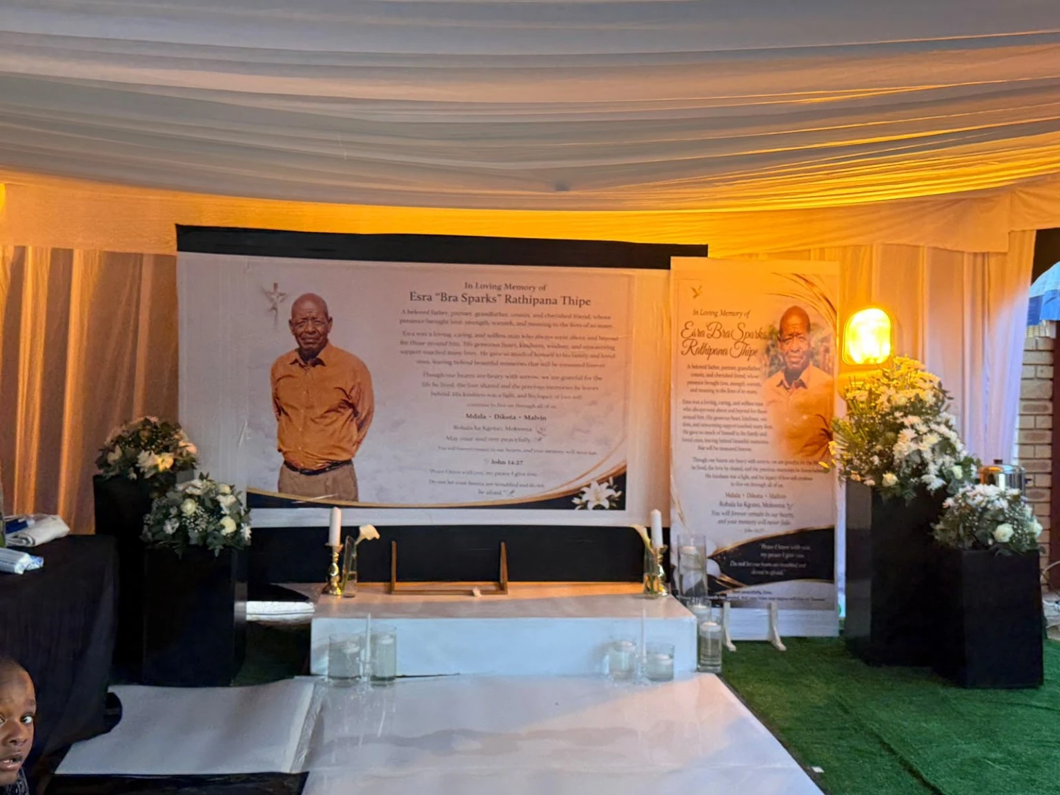 The Finishing Touches — A separate angle of the completed venue, showing the aisle, guest seating and harmonious lighting throughout.