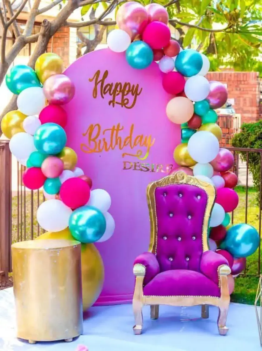 Joyful Balloon Party. Colourful balloons, thoughtful furniture and bright celebration styling made for a joyful day.