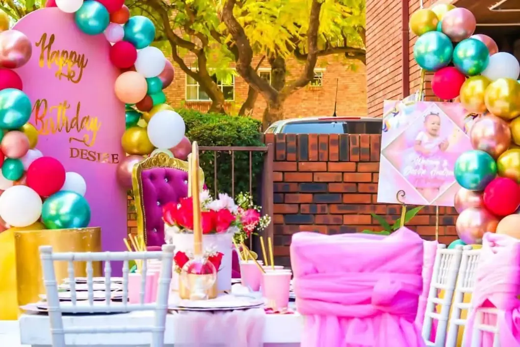 Bright Birthday Scene. Colourful backdrop styling designed to bring delight to the celebration.